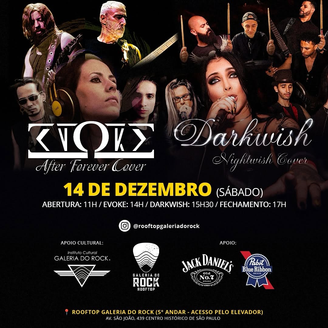 Evoke e Darkwish tributos After Forever e Nightwish no Rooftop 14 de dezembro