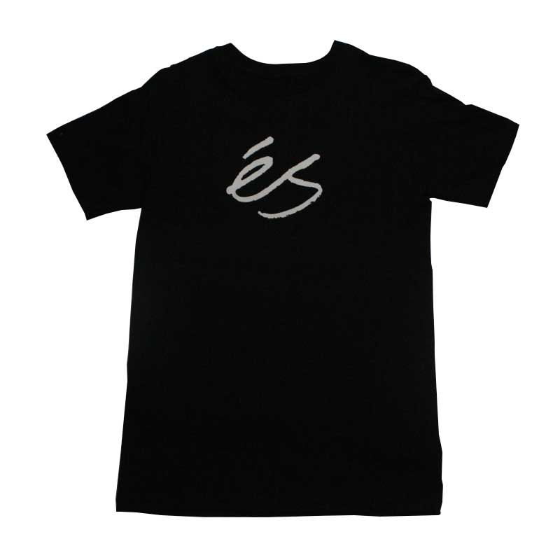 A black t-shirt with a white 'éS' logo printed on the chest.