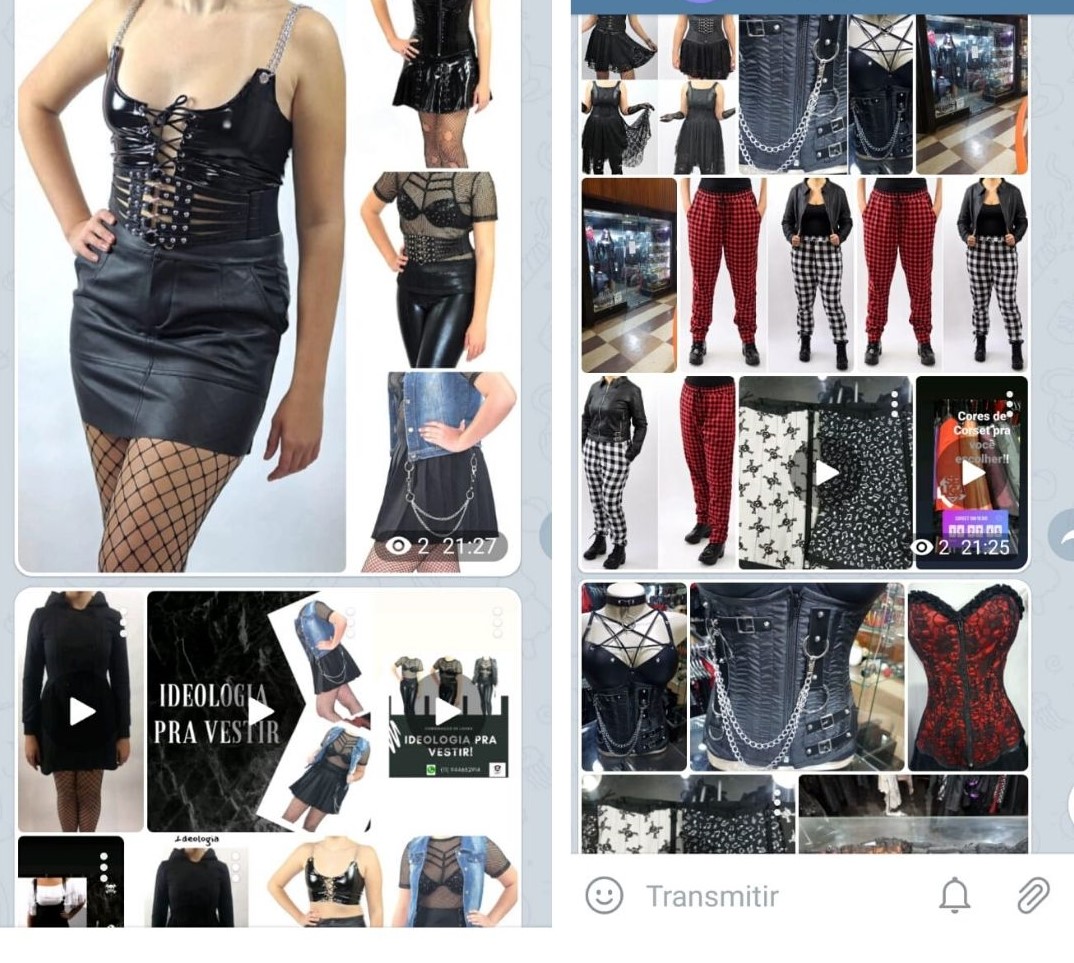 Collage of fashion items and outfits with a rock and gothic aesthetic.