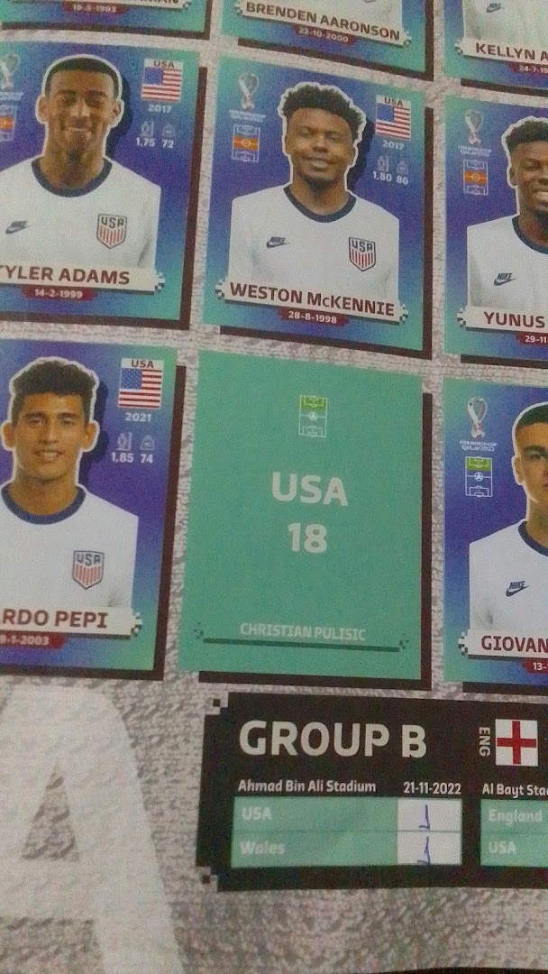 A collection of soccer player trading cards, featuring US national team players.