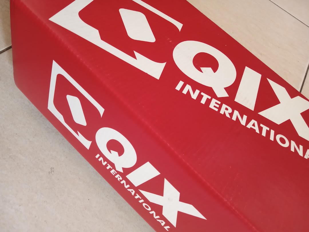 A red box with white 'QIX INTERNATIONAL' branding is shown.