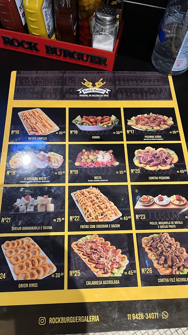 Menu page for Rock  Burguer