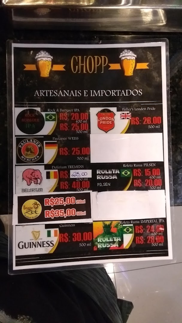 Menu page for Rock  Burguer