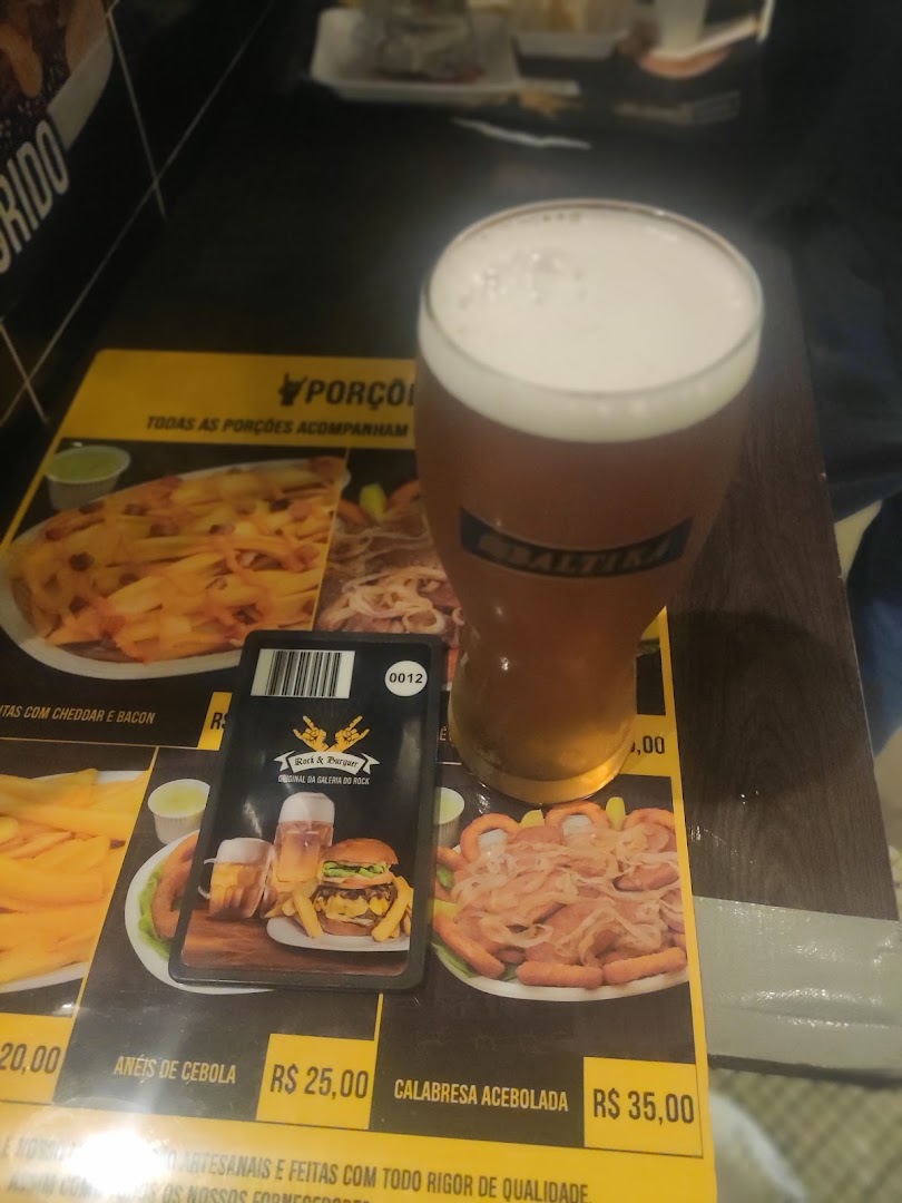 Menu page for Rock  Burguer